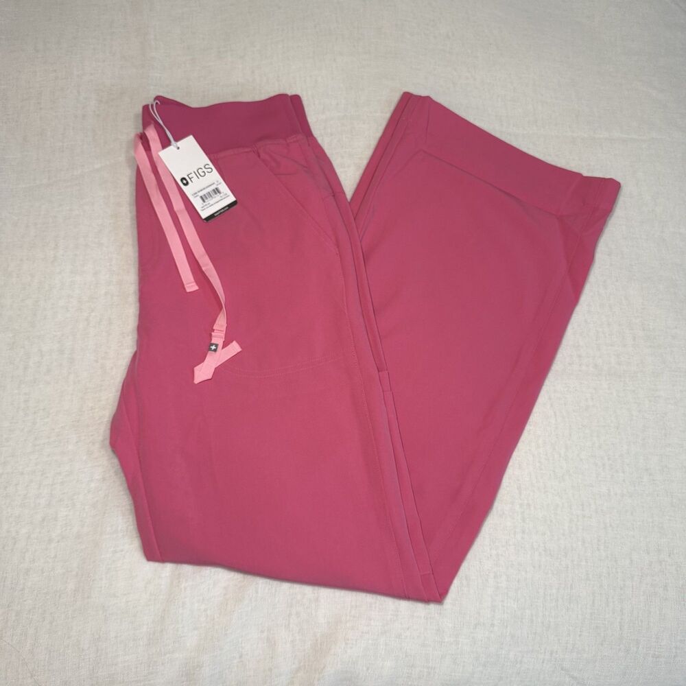 NWT Figs F'ing Pink Isabel High-Rise Wide-Leg Scrub Pants Small Tall ST